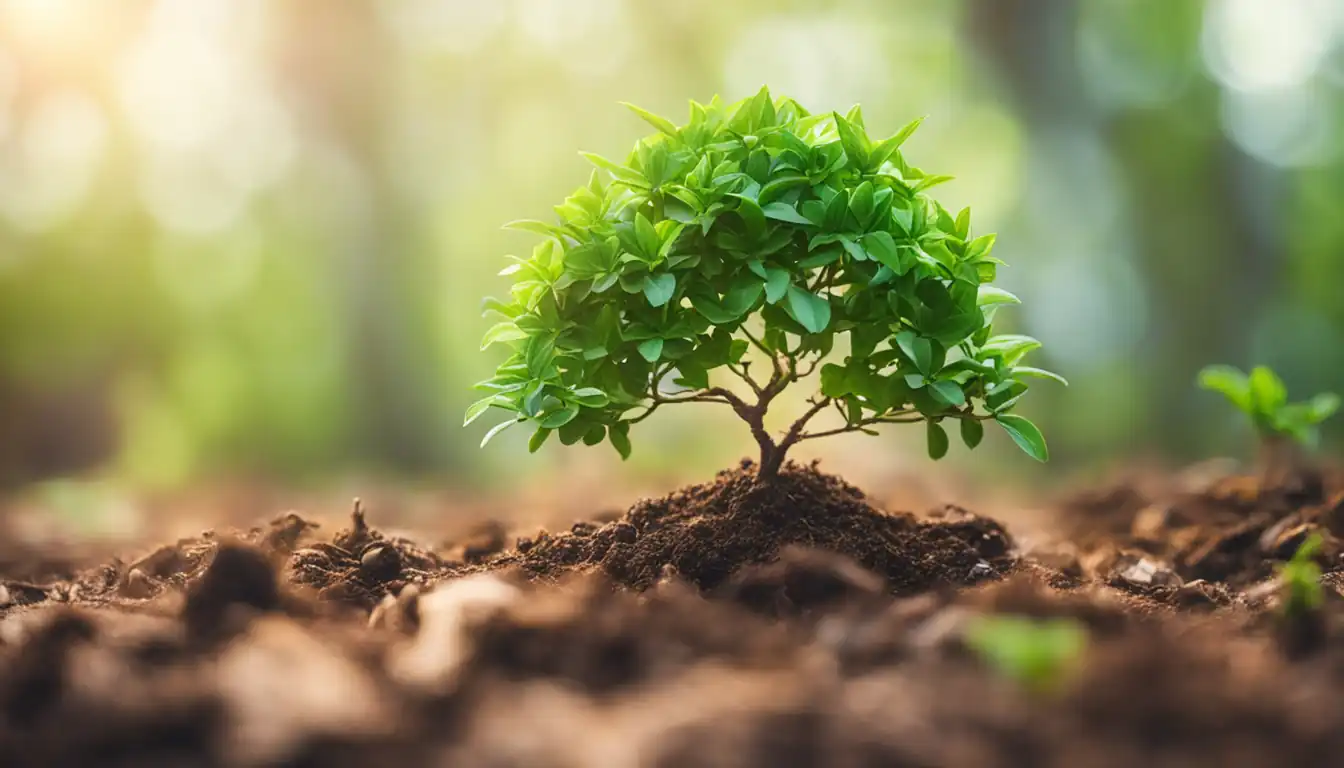 A vibrant image of a small plant growing into a flourishing tree, representing the growth of a startup's SEO efforts.