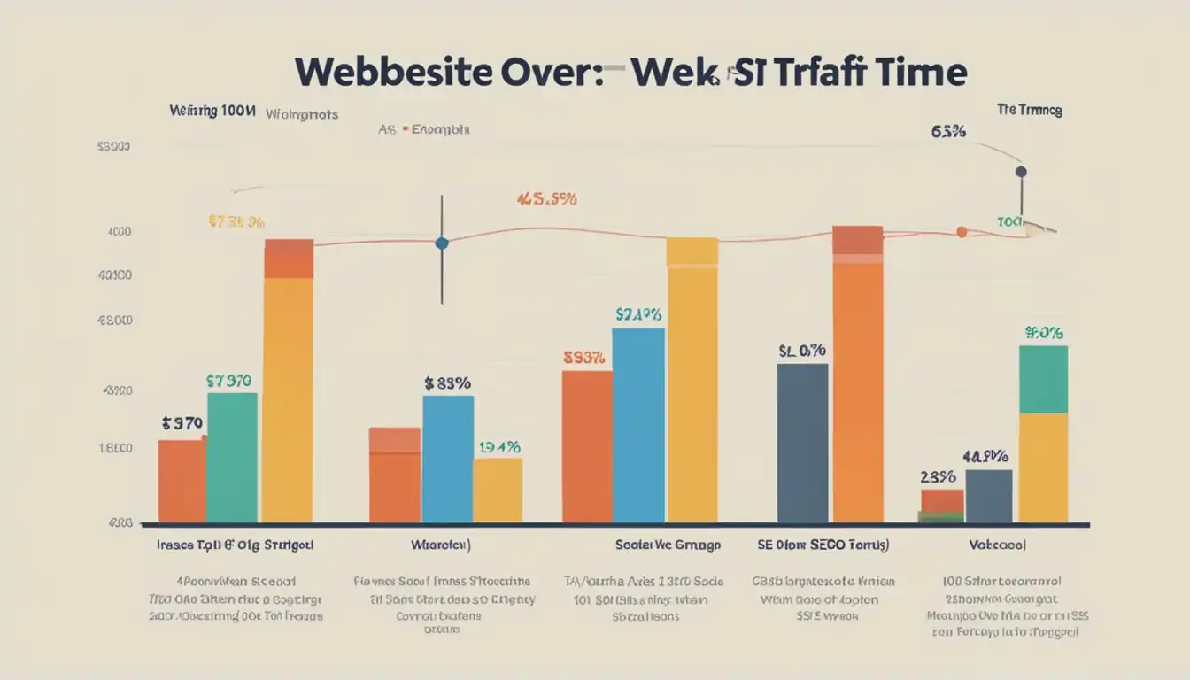 A bar graph displaying the increase in website traffic over time, showcasing the effectiveness of SEO strategies.