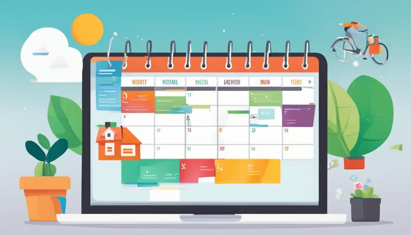 A vibrant, up-to-date website with a calendar icon, symbolizing regular content updates and keeping visitors engaged.