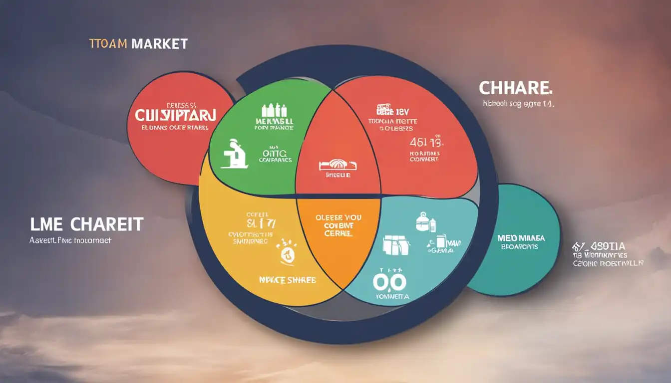 A colorful Venn diagram comparing market share of different companies in a [competitive landscape](https://www.wordstream.com/keyword-research-tool).