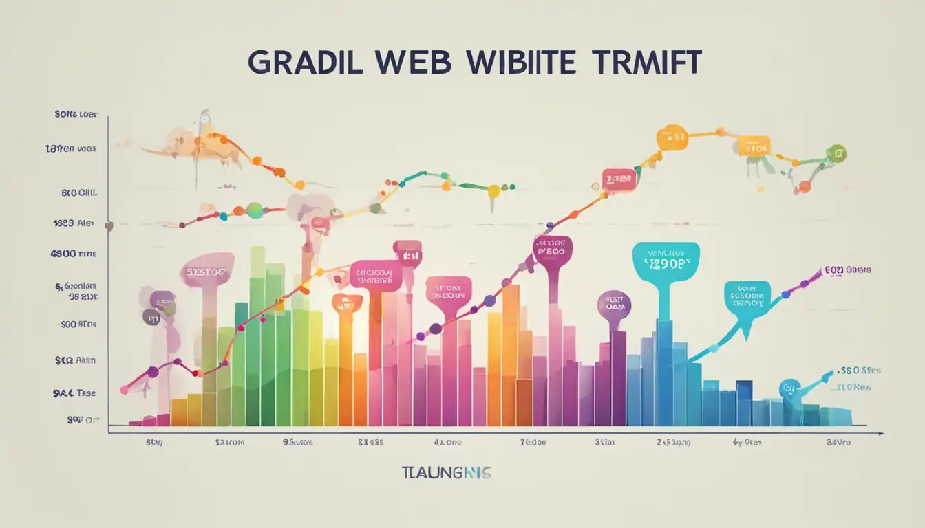 A colorful graph showing a gradual increase in website traffic over time, with various [long-tail keywords](https://www.searchenginejournal.com/seo/seo-success-factors/) highlighted.