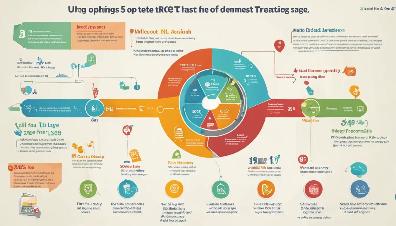 A colorful infographic showing a step-by-step guide to optimizing meta tags for SEO.