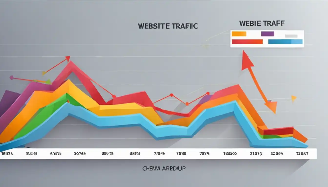 A colorful graph showing a significant increase in website traffic after implementing schema markup for SEO.