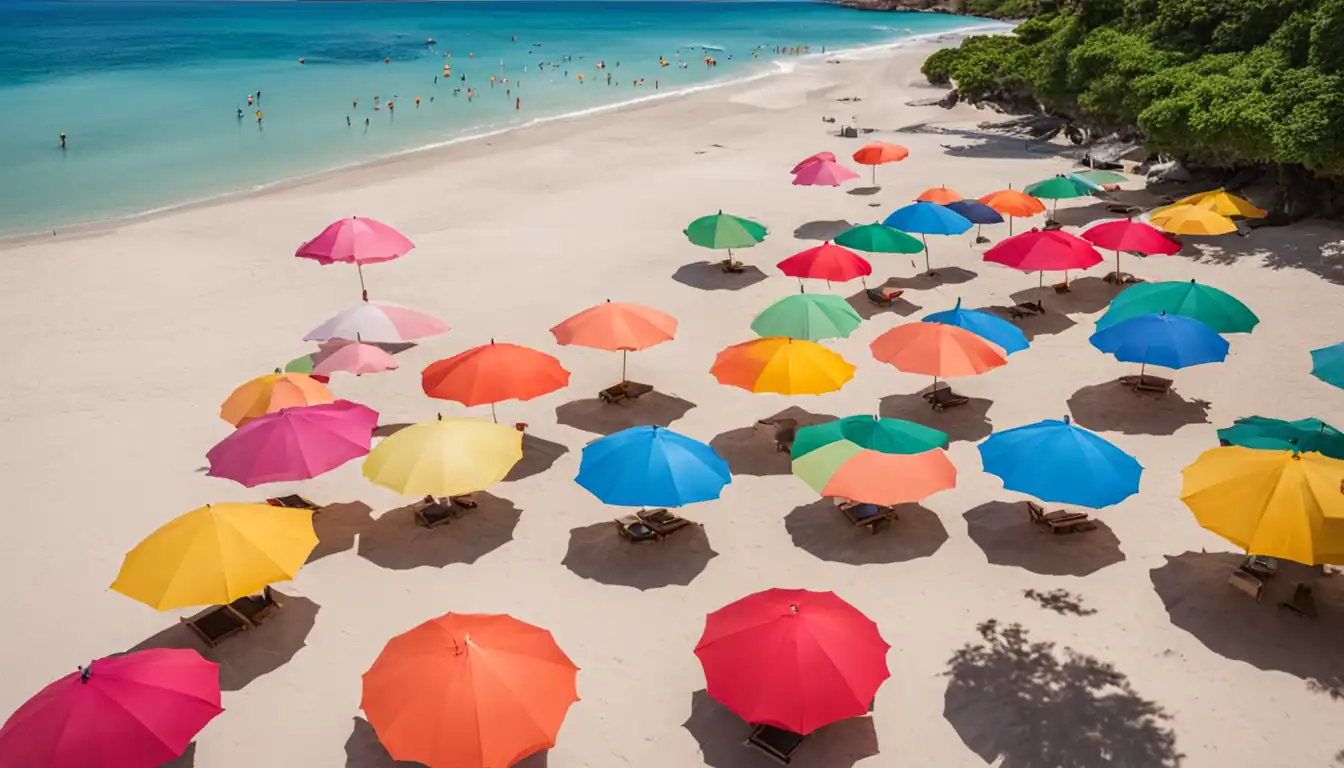 A serene beach with colorful umbrellas, representing a global approach to [SEO content localization](https://localizejs.com/articles/importance-seo-localization/).