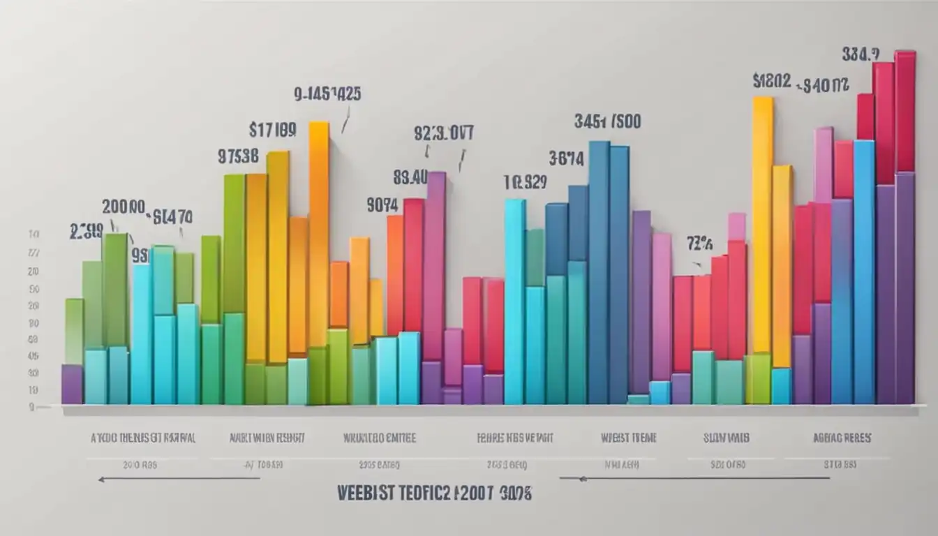 A colorful bar graph showing a steady increase in website traffic over time.