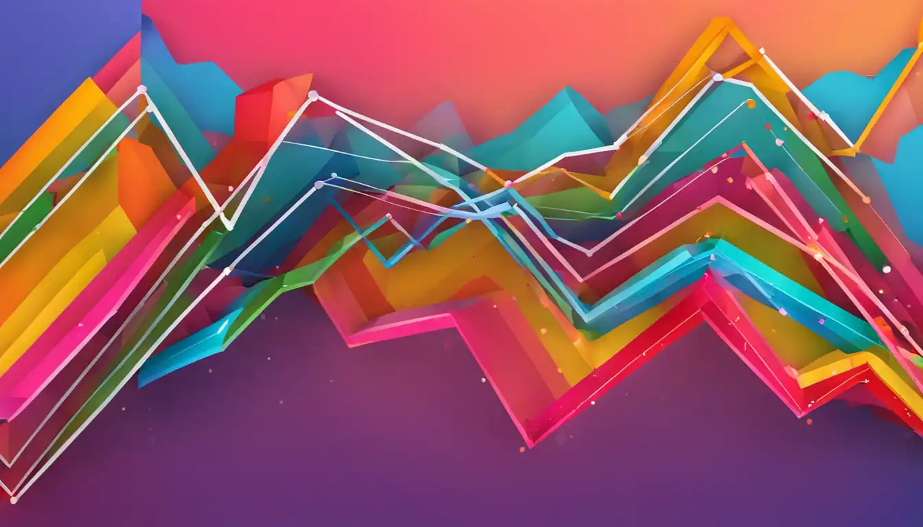 A colorful line graph showing increased website traffic after content refresh, with upward trend and vibrant colors.