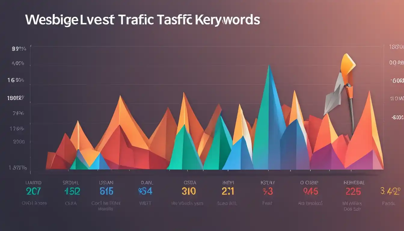 A colorful graph showing a spike in website traffic after targeting specific long-tail keywords.