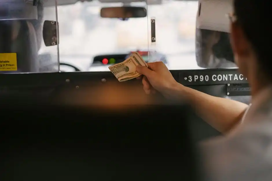 Customer paying for taxi service in dollars