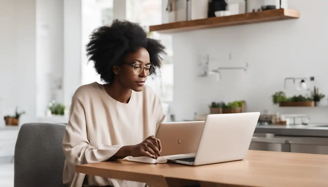 A person using a sleek, user-friendly content curation platform on a modern laptop.