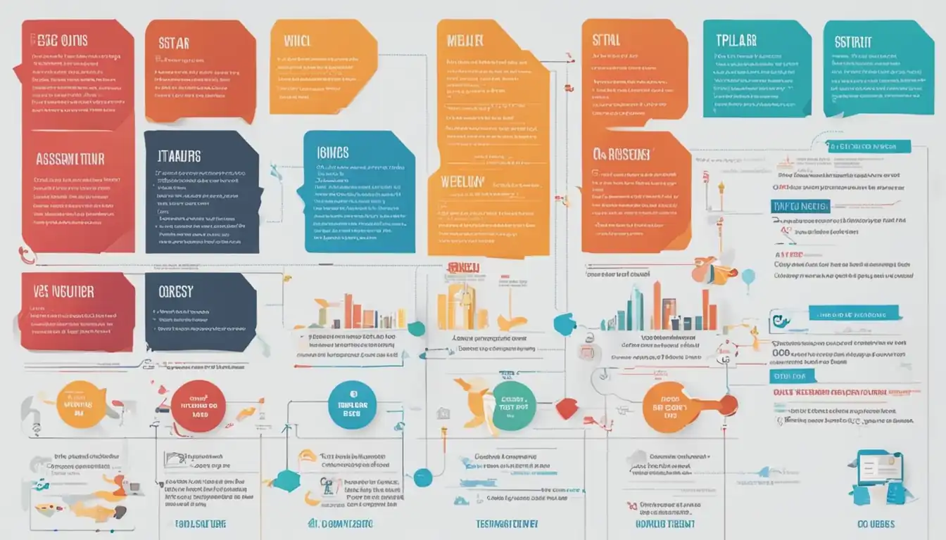 A colorful and organized infographic showcasing the structure of a content pillar page for [SEO optimization](https://moz.com/learn/seo/what-is-seo).