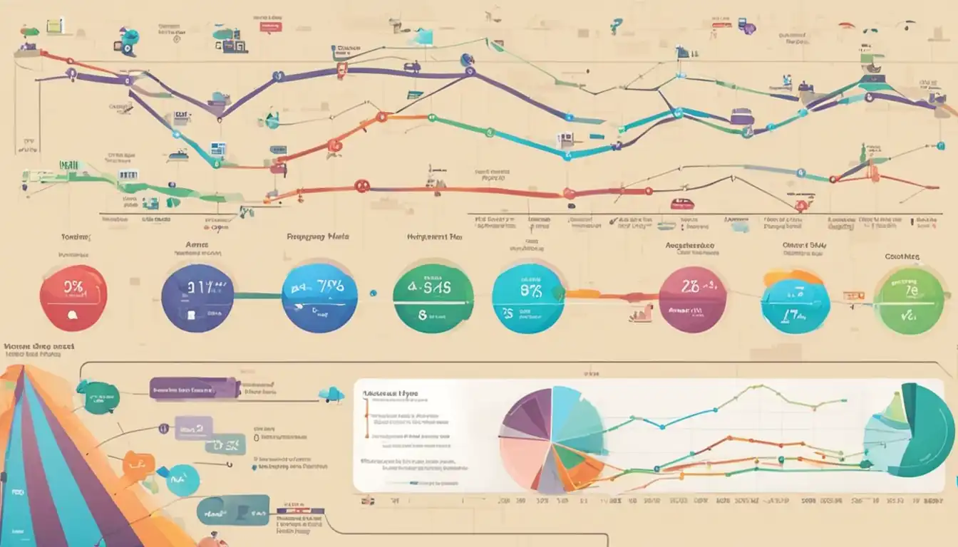 A colorful data visualization chart showing website traffic patterns and engagement metrics.