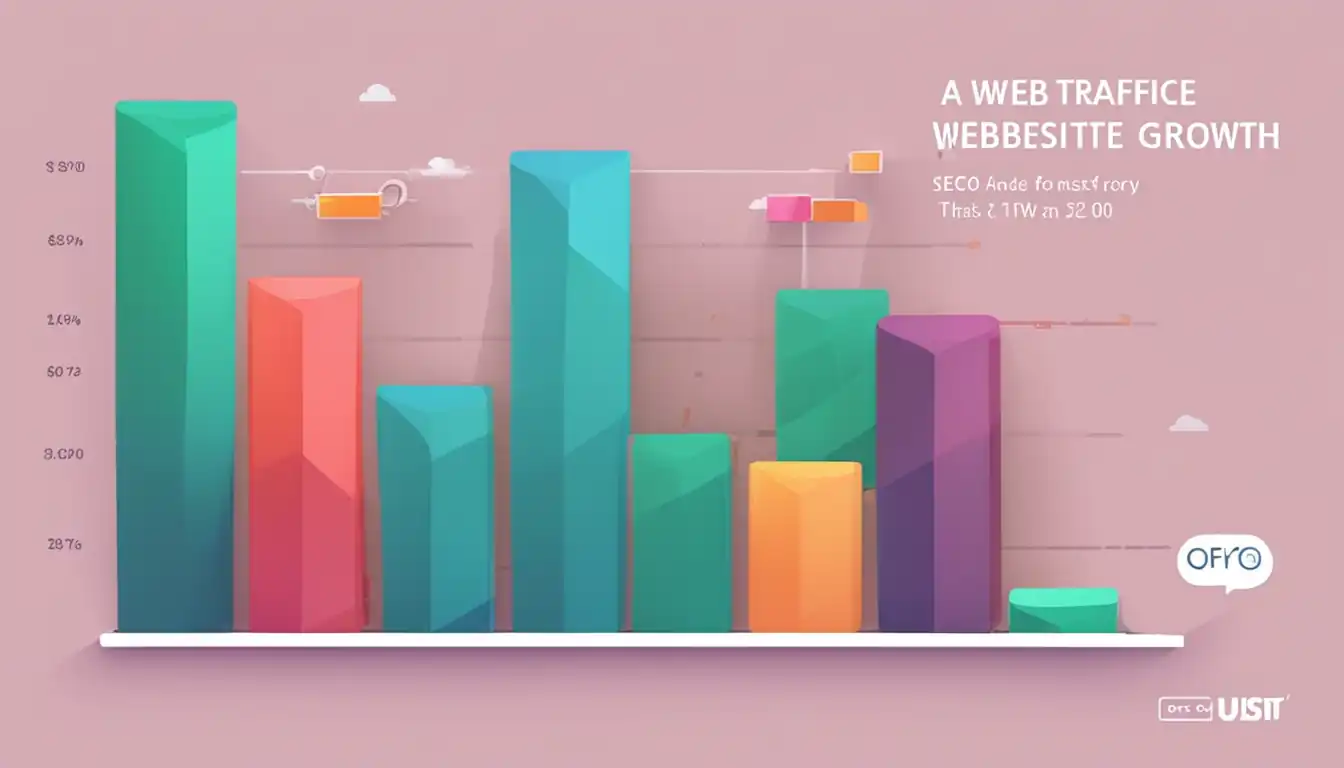 A colorful bar graph comparing website traffic growth, showcasing clear data for competitor analysis in SEO.