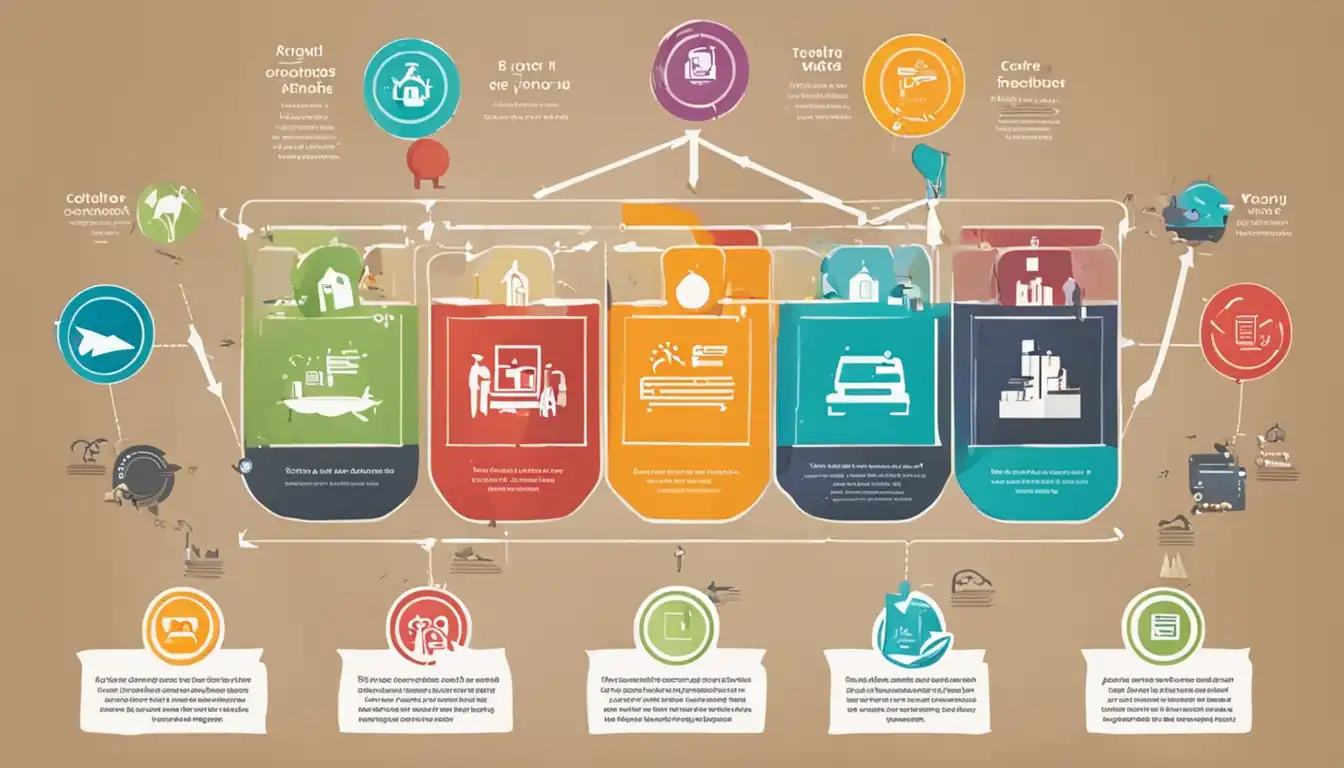 A colorful infographic showcasing different ways to repurpose content, with arrows and icons for each method.