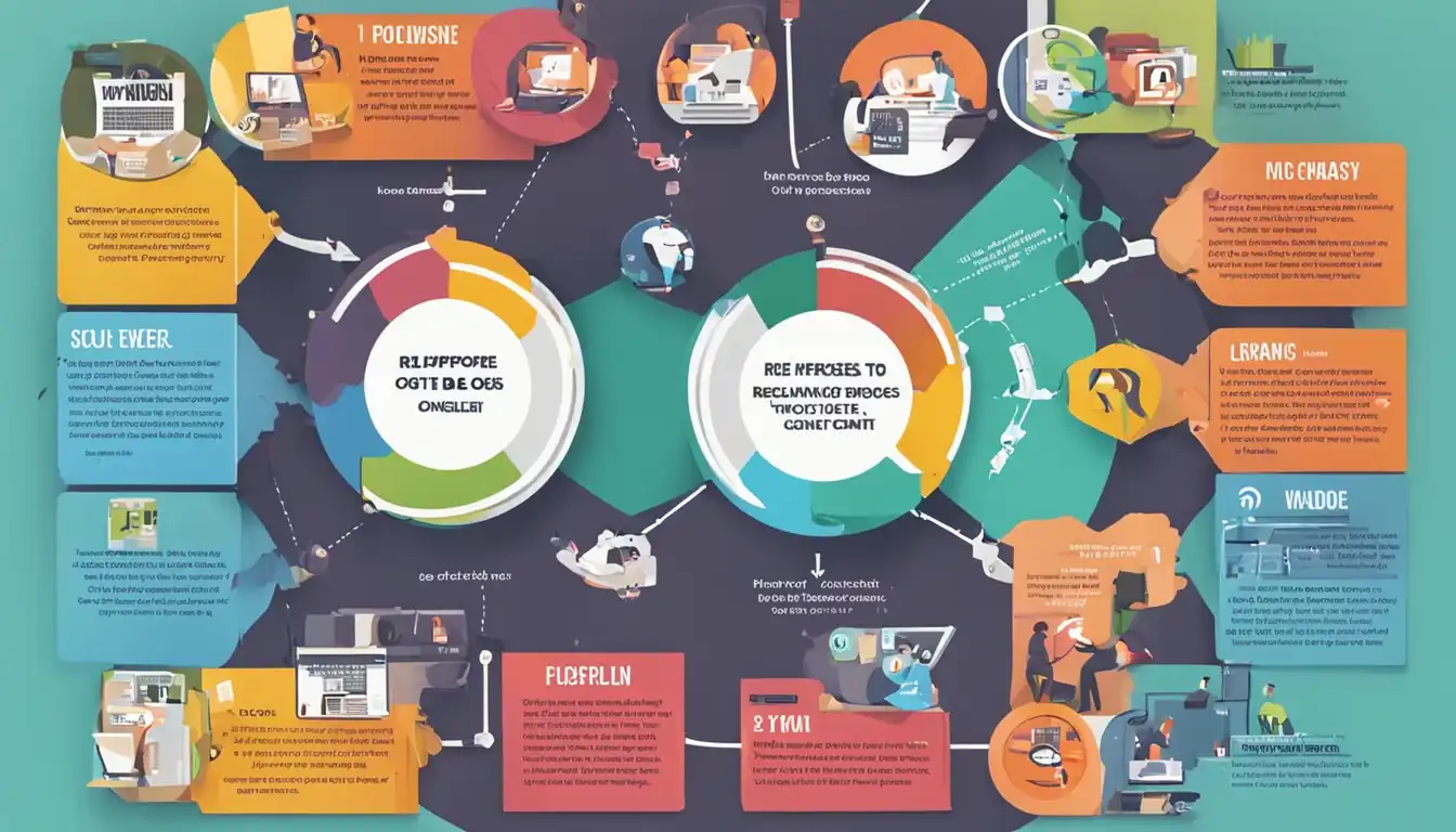 A colorful infographic showing the various ways to repurpose content, such as blogs into videos and podcasts.