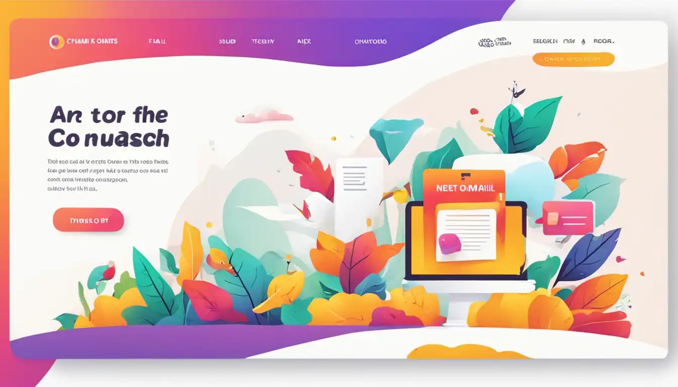 A colorful, eye-catching email template featuring vibrant graphics and a clear call-to-action button.