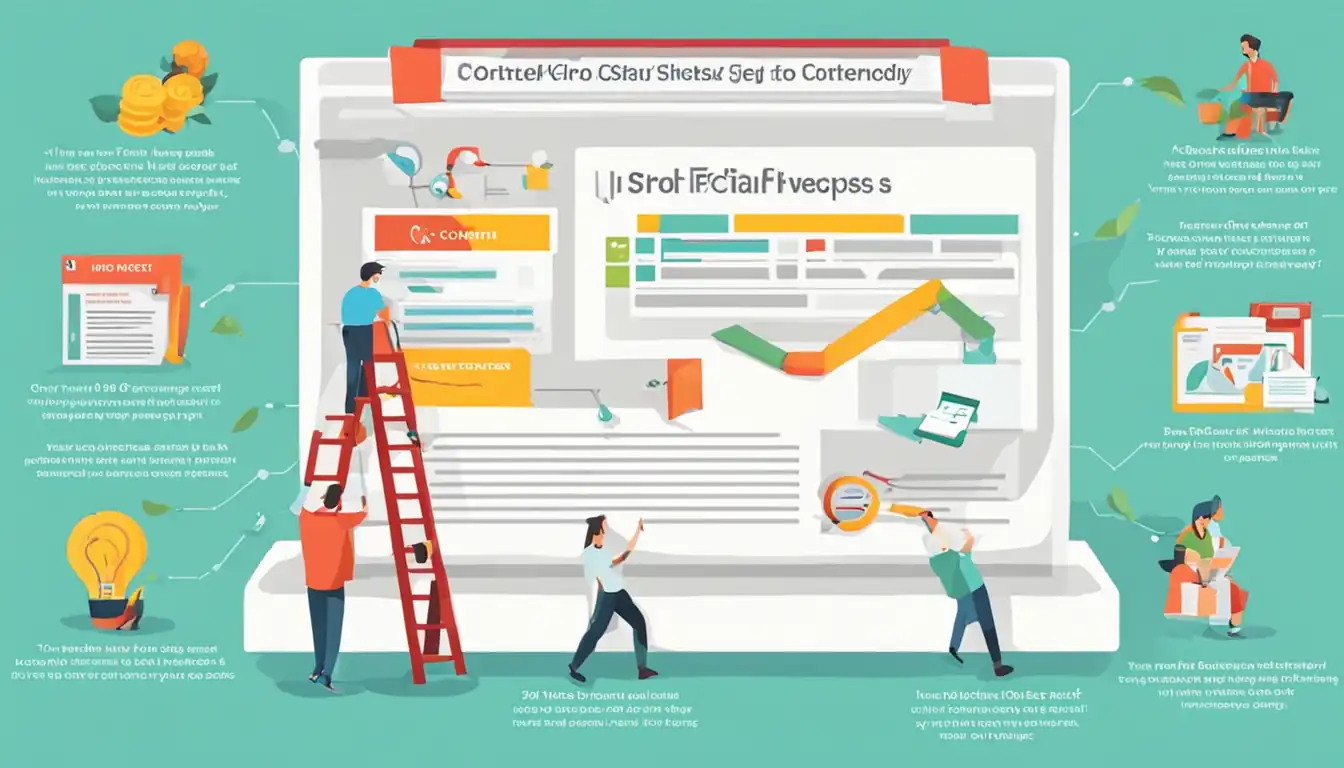 A colorful infographic showing step-by-step instructions on how to optimize content for featured snippets.