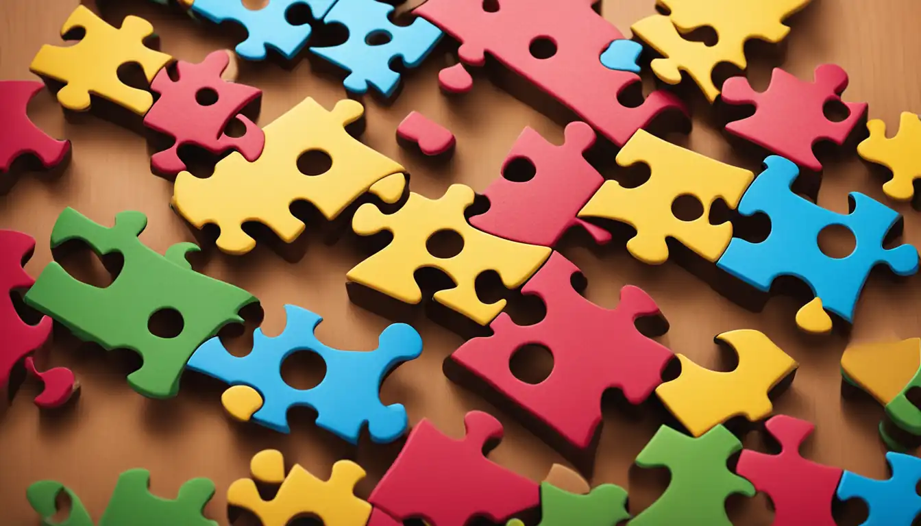 A colorful puzzle with interconnected pieces representing the structure of a well-organized SEO-friendly URL.