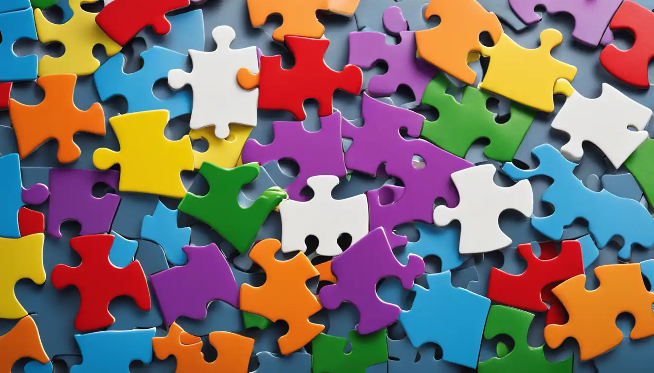 A colorful puzzle with missing pieces, symbolizing content gaps in a strategic manner.