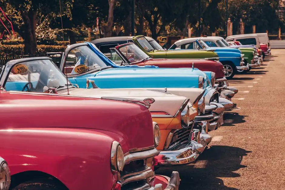 Vintage Convertibles in Parking Lot