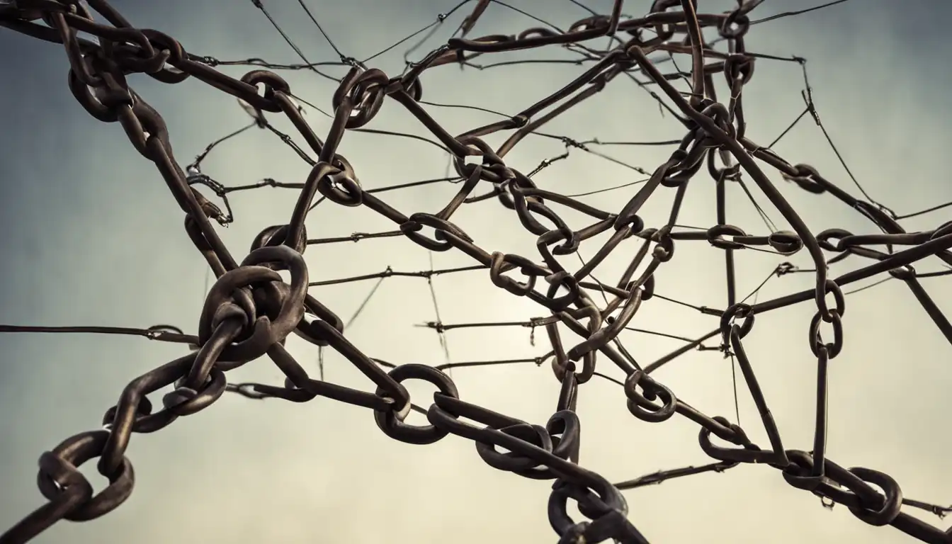 A tangled web of broken links symbolizing ineffective link building strategies.