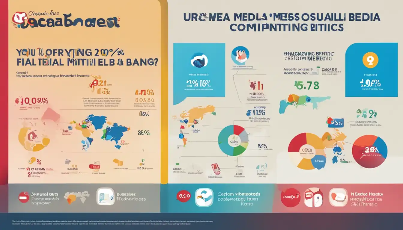 A colorful infographic comparing social media engagement metrics between two competing brands.