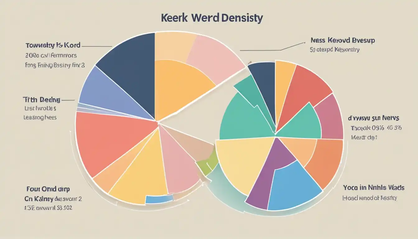 A colorful pie chart showing varying sizes of keyword sections, representing misconceptions about keyword density.