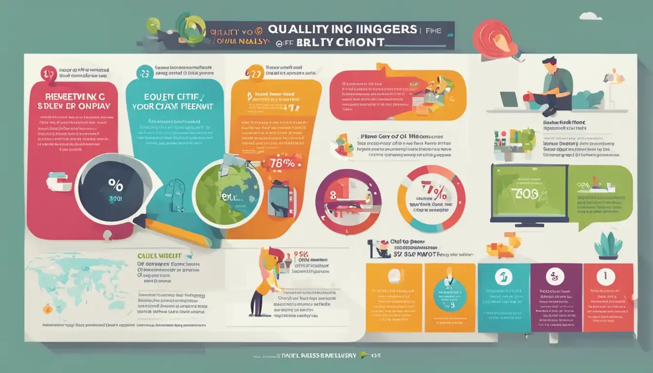 A colorful infographic displaying the benefits of quality content with engaging visuals and clear information.