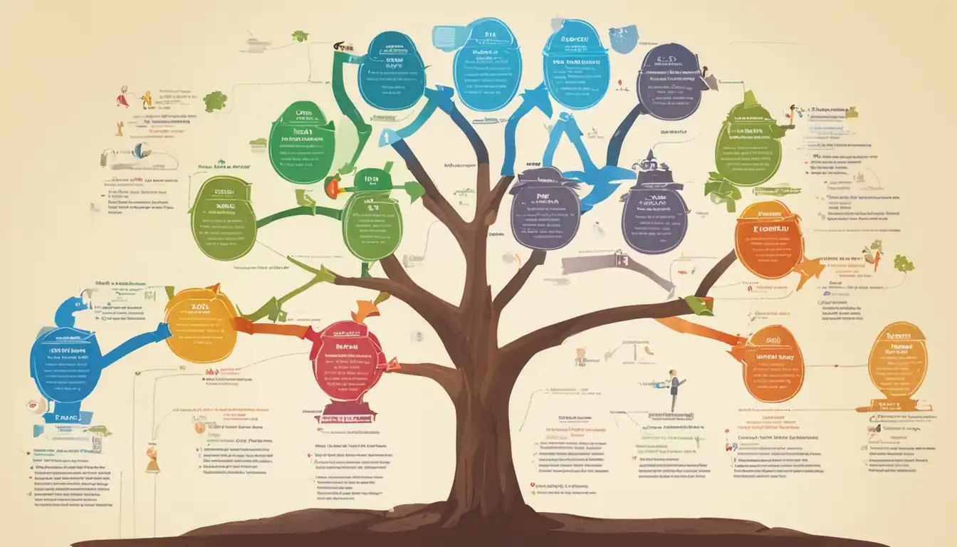 A colorful tree diagram showcasing the hierarchical structure of an optimized XML sitemap for SEO.