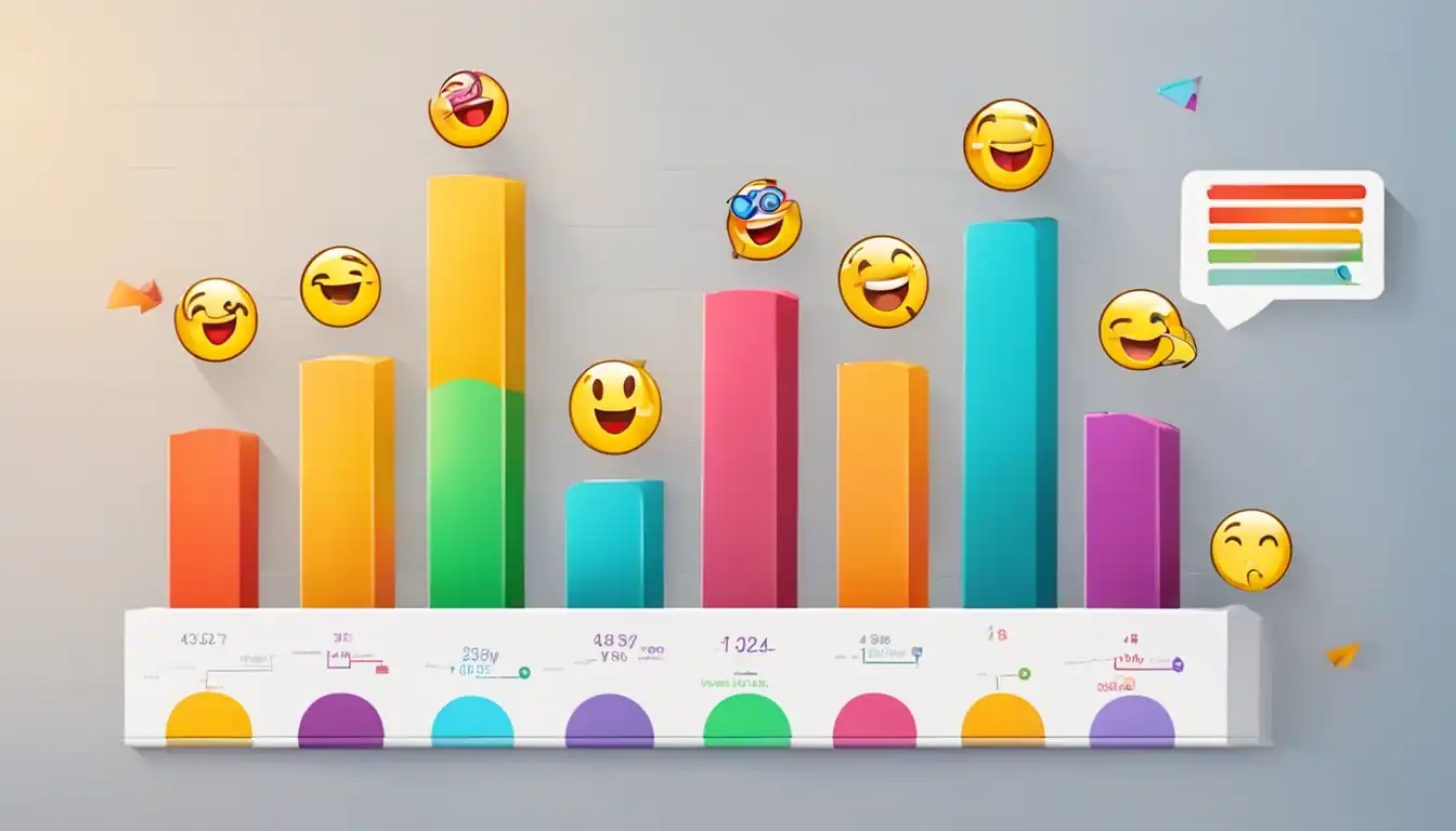 A colorful bar graph showing a significant increase in website traffic, with a happy smiling emoji.