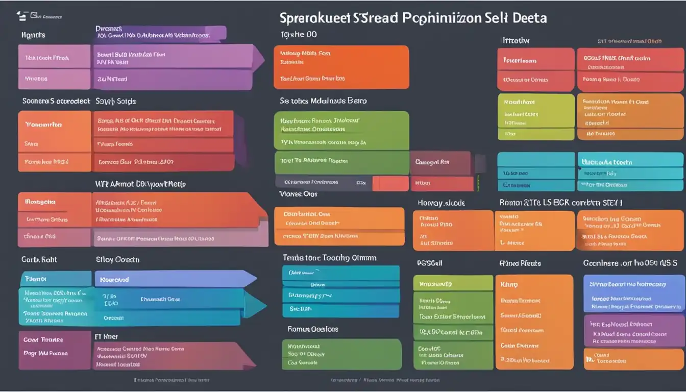 An image of a colorful, organized spreadsheet showcasing different types of structured data formats for SEO optimization.