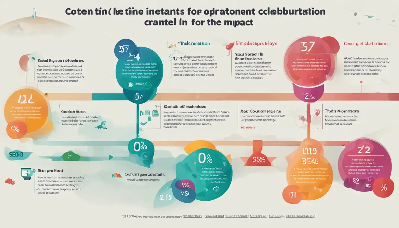 A colorful infographic showing a timeline of content creation and distribution for optimal SEO impact.