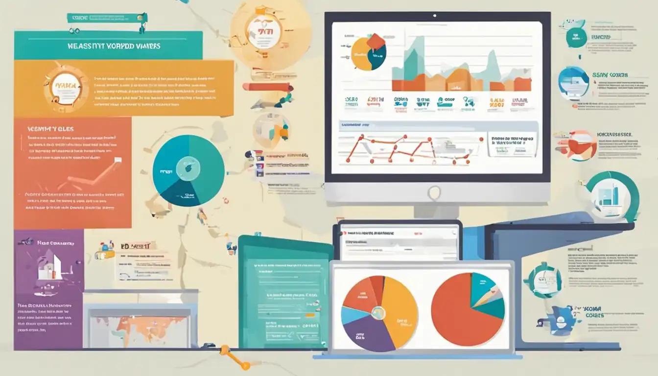 A colorful infographic showing keyword density analysis on a webpage, with charts and graphs.